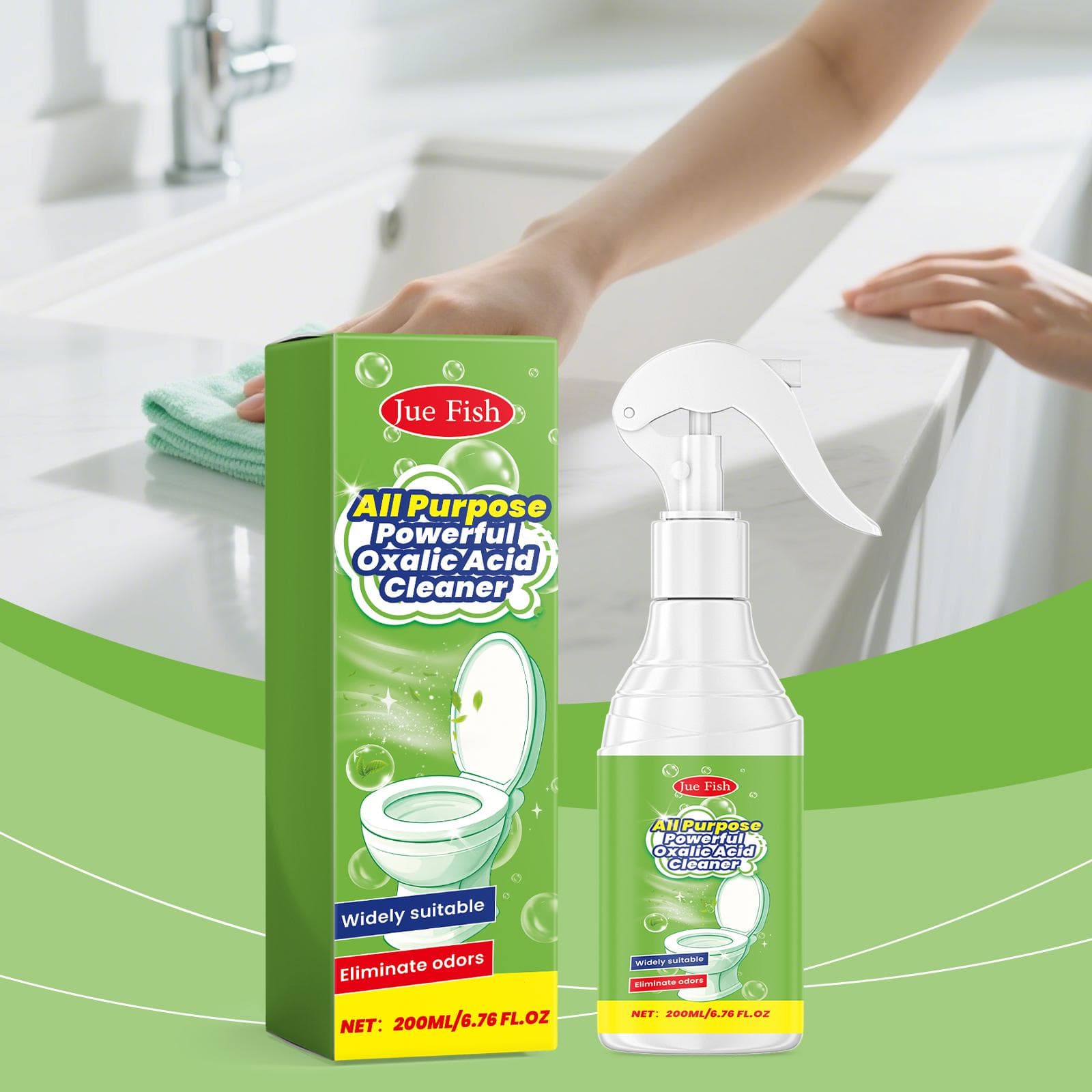 Spray Detergente Multiuso per la Casa Jue Fish, Detergente Profondo per Bagno e Cucina, Rimuovi Macchie e Grasso Domestico 200ml