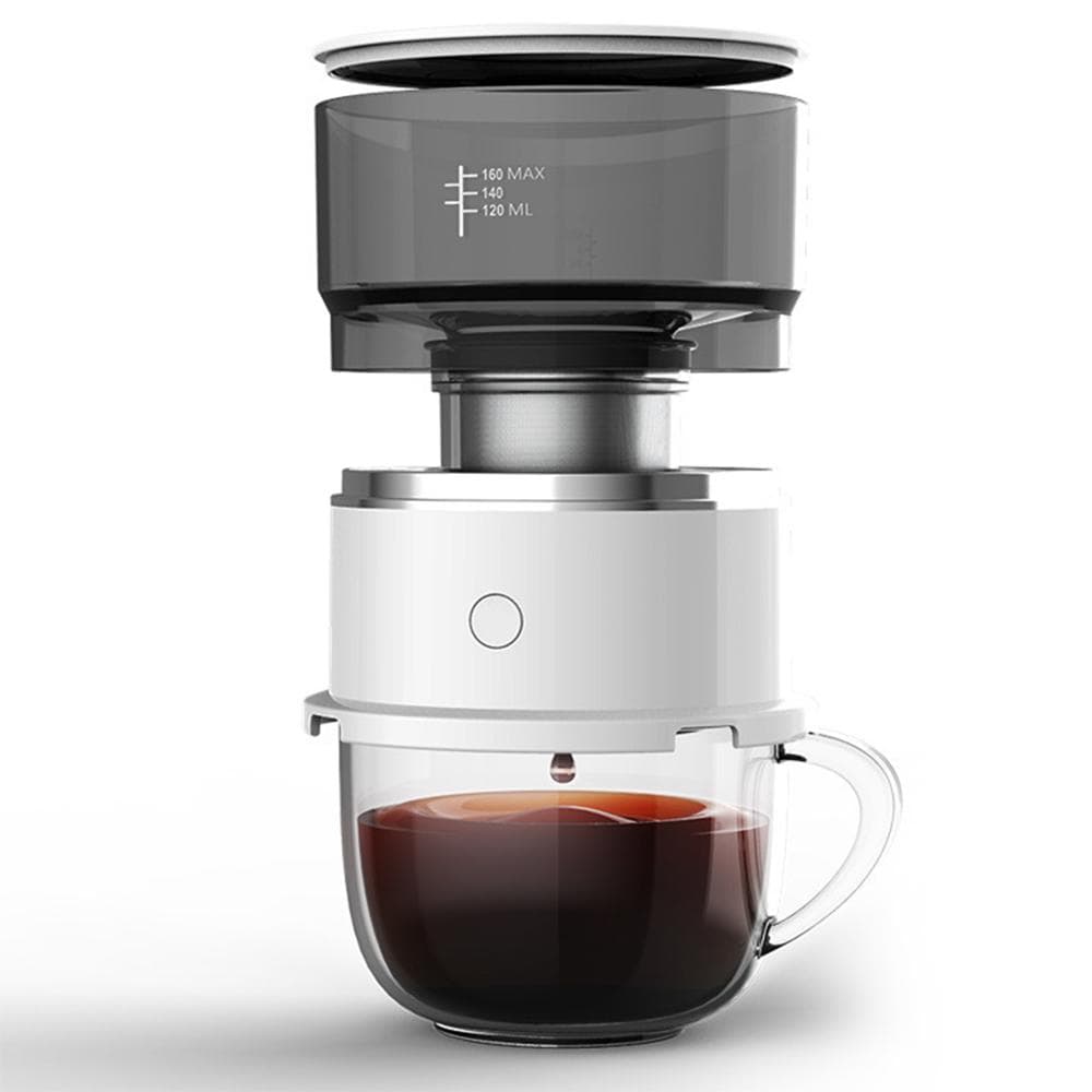 Macchina per il caffè Macchina per caffè espresso portatile Serbatoio dell'acqua in Tritan Mini caffettiera elettrica a goccia per esterni bianco