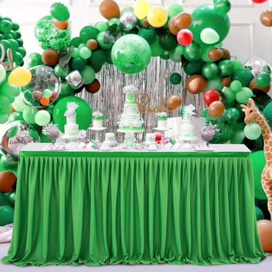 Gonna da Tavolo 6FT per Tavoli Rettangolari Tovaglia Pieghettata Resistente alle Rughe Riutilizzabile Tovaglia con Volant per Natale Baby Shower Festa