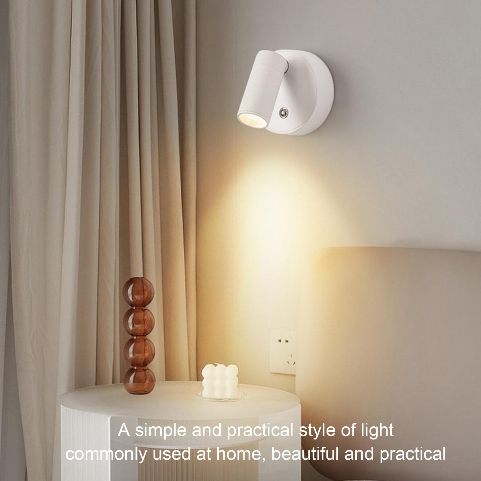 Lampada da parete magnetica moderna con faretto, dimmerabile, per camera da letto, comodino, luce da lettura, interruttore touch bianco