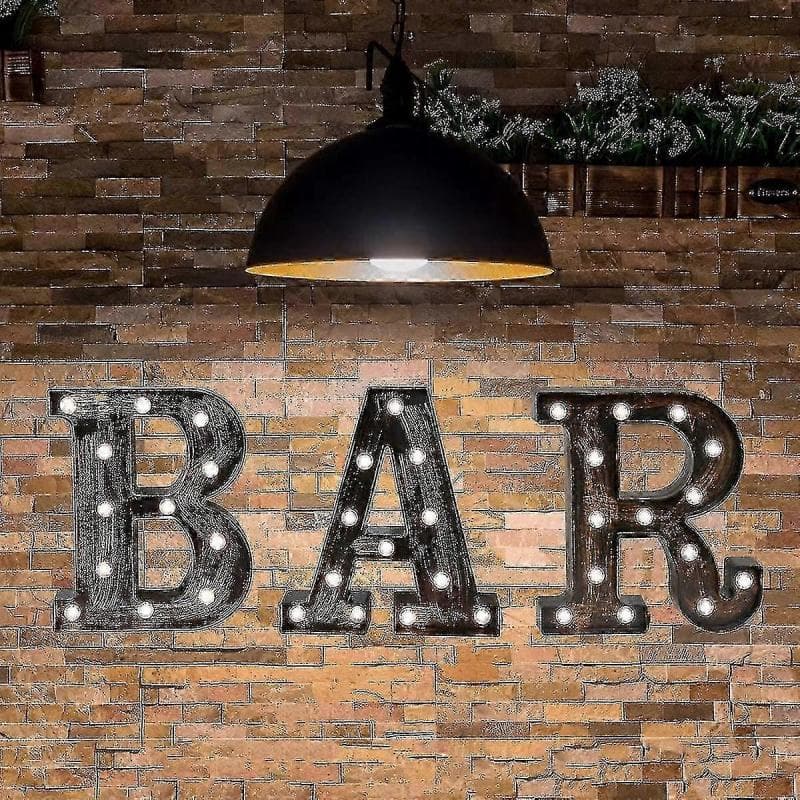 Segno da Bar Industriale Vintage Luci Decorative a LED Lettere Illuminate Segni da Bar a Tendone - Lettere Nere Luminose Decorazione da Bar Illuminata