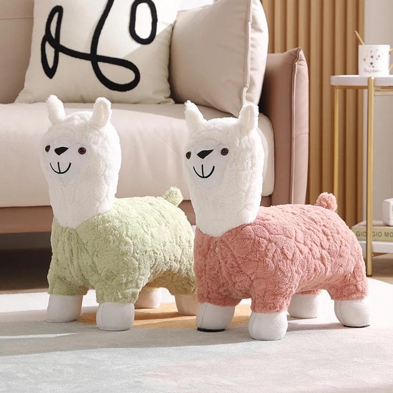 Internet Celebrity Solid Wood Alpaca Sgabello Bambini Scarpe Cambio Cartone Animato Piccola Panca Carino Animale Sedia Sgabello Portatile Sedia