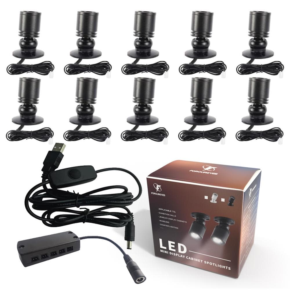 10 Luci LED USB Dimmerabili per Armadio 5V Mini Downlight per Vetrine Scaffali Banconi Cantinette Illuminazione Garage