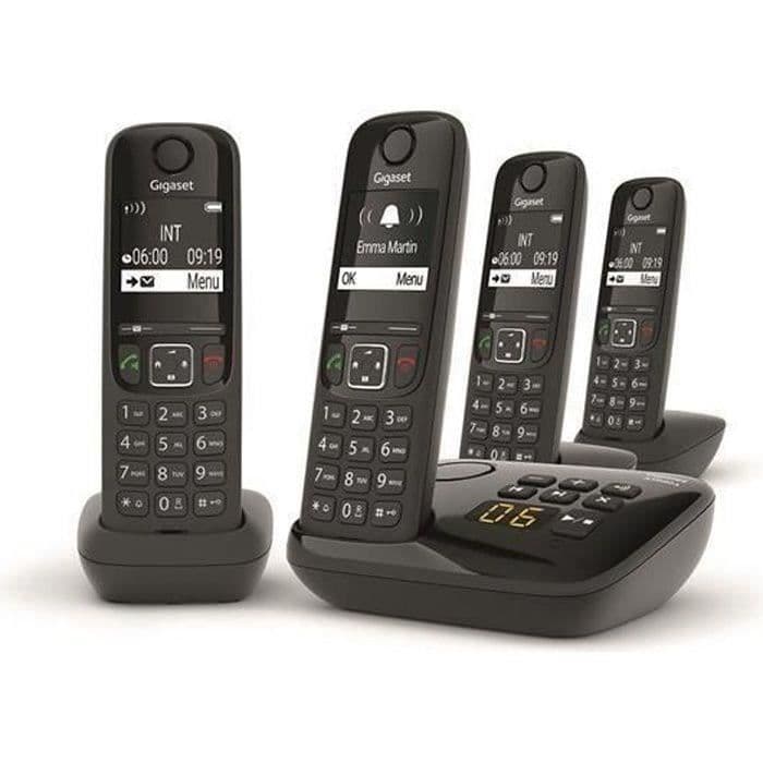 GIGASET Telefono Fisso AS690 A Quattro Nero
