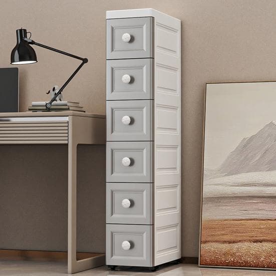 Armadio Stretto Multi-Livello Alto Stretto con Ruote Cassetti Organizer Multi-Cassetto Rolling per Spazi Bagno Camera da Letto Cucina