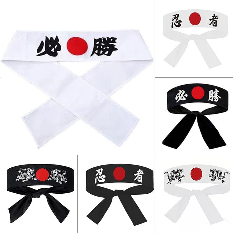 2pz Fascia Sportiva Giapponese Hachimaki Fascia da Testa Fascia per Chef di Sushi Karaté Fasce per la Testa Copricapo Fascia da Testa Samurai cm