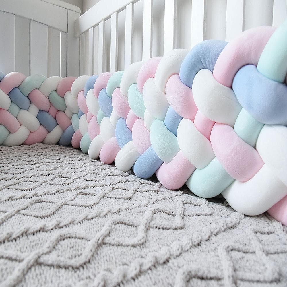 Cuscino morbido a 4 fili con nodo morbido, biancheria da letto decorativa per bambini, culla intrecciata, cuscino anti-collisione di sicurezza cm avor