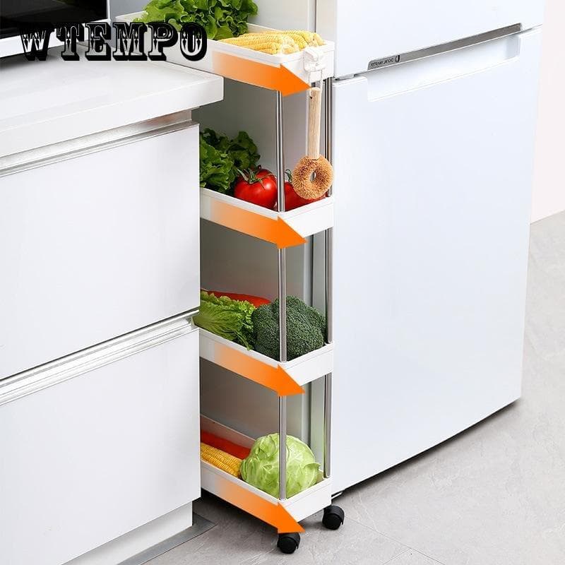 Carrello di stoccaggio sottile e stretto a 2/3/4 ripiani Scaffale mobile Organizzatore per cassetti Carrello scorrevole Carrello per cucina Bagno Lava