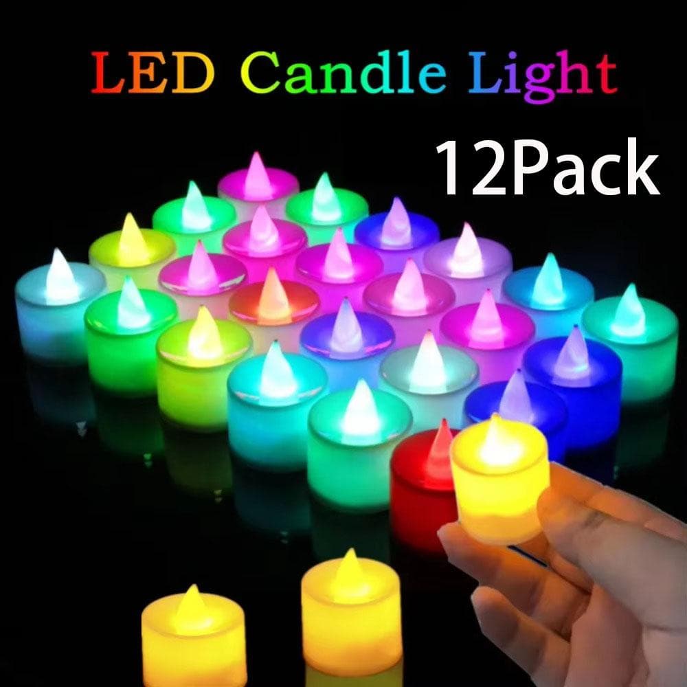 12 Pezzi Candela LED Colorata Senza Fiamma a Batteria Lumino Interruttore Candele Senza Fiamma Matrimonio Casa Natale Decorazione Candela rosso