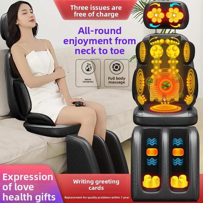 Poltrona Massaggiante Elettrica Upgrade Massaggio Impastante Corpo Intero Collo Schiena Vita Gambe Riscaldamento Infrarossi Vibrazione Cuscino Shiatsu