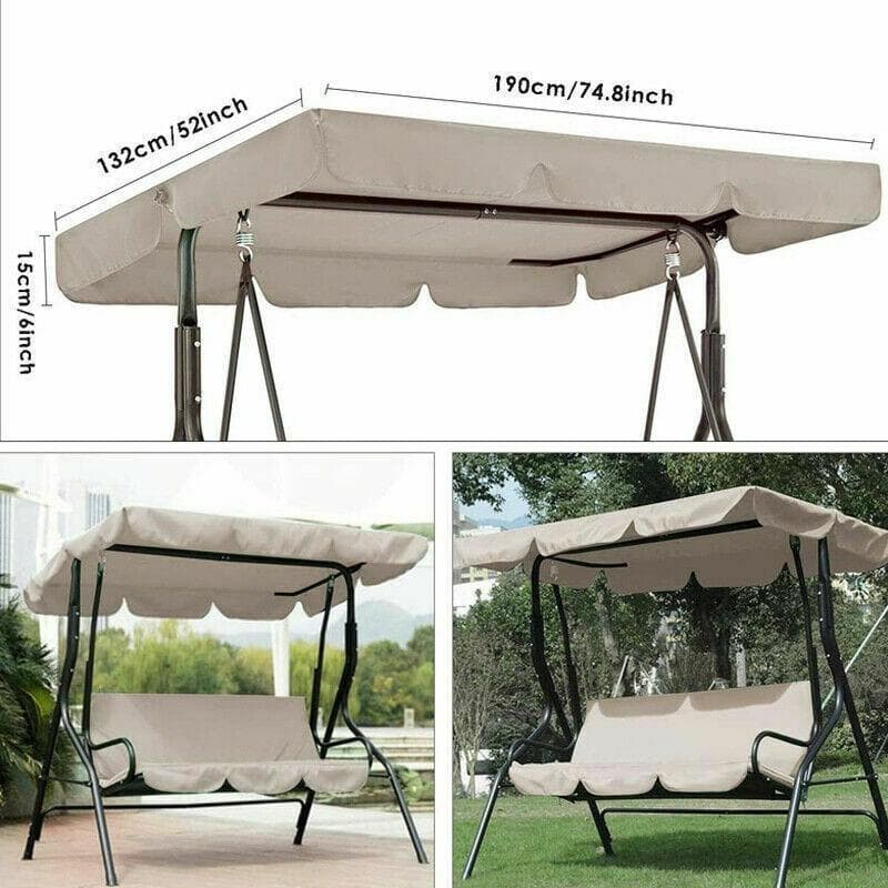 2025 Nuovo Set di Ricambio Copertura Baldacchino Sedile Altalena Sedia da Giardino Amaca Cuscino 3 Posti Copertura Sedia con Baldacchino (Telaio non i