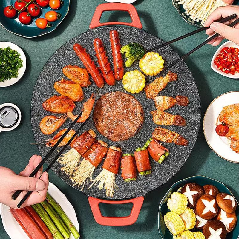 Piastra Grill Coreana Antiaderente Senza Fumo per Interni/Esterni per Bistecche e BBQ