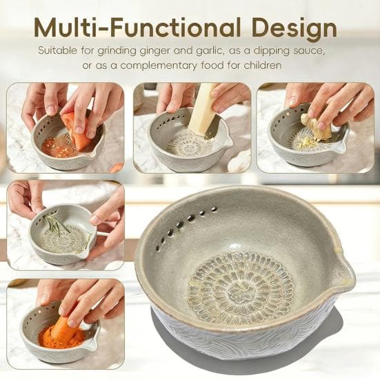 Grattugia per Aglio Sbucciatore per Erbe Aromatiche Multifunzione Aglio Erbe Sbucciatura Cucina Zenzero Formaggio Ciotola 2-in-1 Utensili per Preparaz