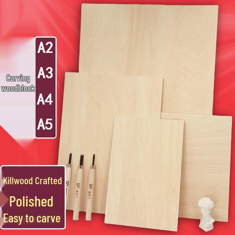 Tavoletta per xilografia in tiglio A4/A3: Materiale di Alta Qualità per Scultura, Disegno e Incisione (A3/8K/A2)