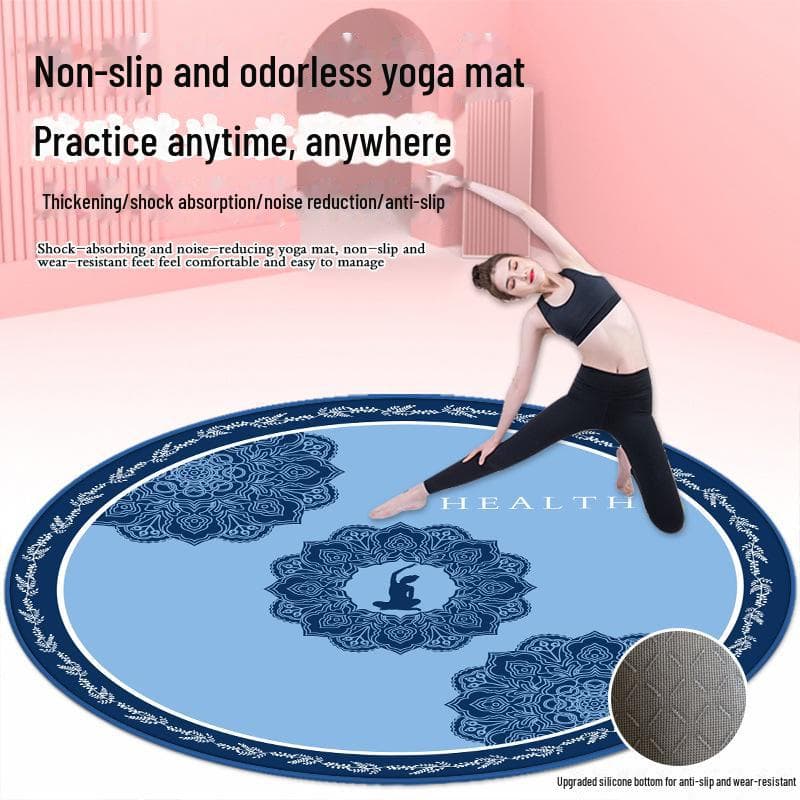 Tappetino Fitness Rotondo Antiscivolo: Tappetino per Saltare, Aerobica e Yoga che Riduce il Rumore e Assorbe gli Urti.