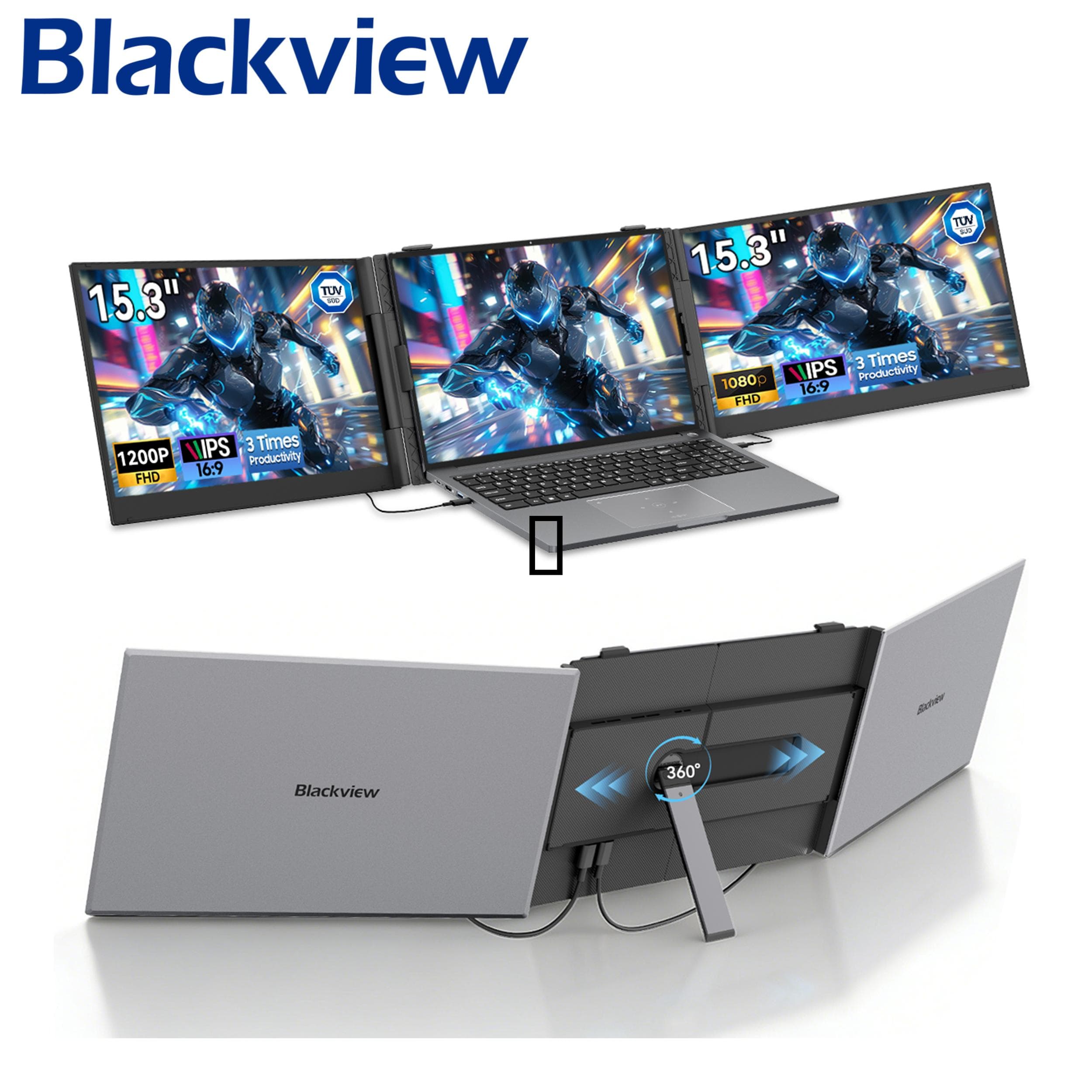 Blackview DCM8 Monitor Portatile Doppio 15,3  — Ultrasottile 4,6mm, 1,2kg, TÜV Low Blue Light
