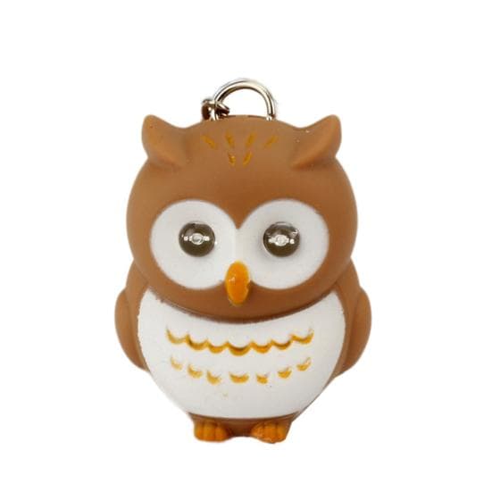 Portachiavi con occhi a LED a forma di gufo carino alla moda con suono, regalo creativo per bambini di Natale nero