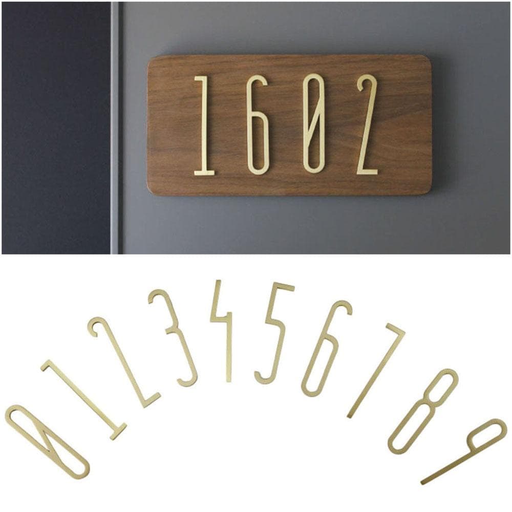 Cifra per Indirizzo Stile Nordico 0-9 Ottone Numero Civico Fai da Te Ufficio Hotel Appartamento Dormitorio Targa Segno Numero Civico Esterno Esterno