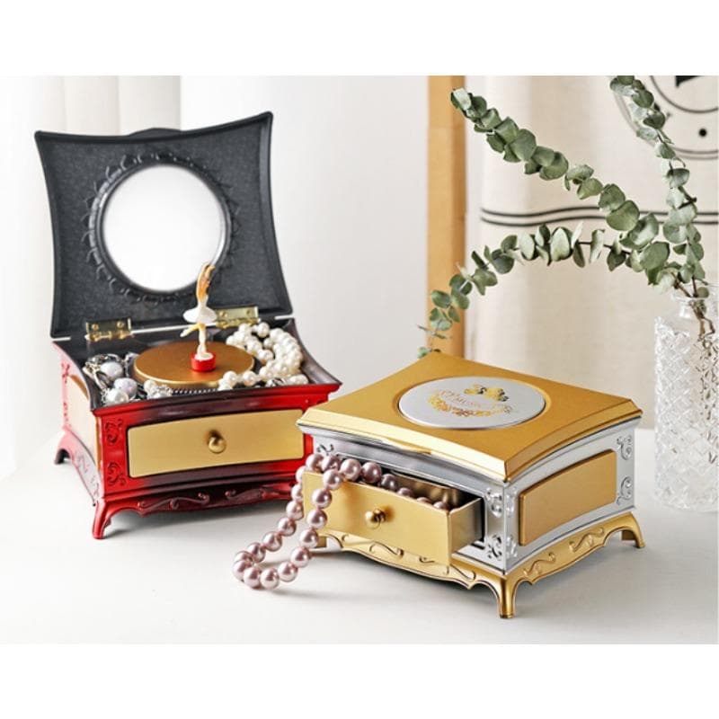 Elegante Carillon Classico con Ballerina Rotante - Portagioie a Manovella con Cassetto Regalo di Natale Perfetto per Ragazze e Amanti della Musica