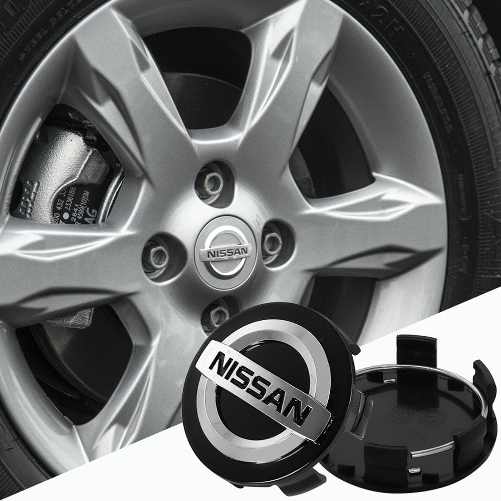 4 Pezzi 60mm Coprimozzi Centrali Ruota Auto Copertura Cerchi Per Nissan X-trail Qashqai J10 J11 Note Juke Patrol Leaf Tiida Accessori Auto nero