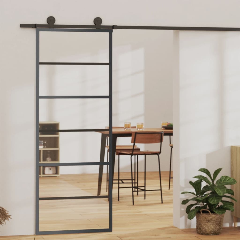 Vidaxl Porta Scorrevoli Con Ferramenta, Vetro Esg E Alluminio, 76X205 Cm