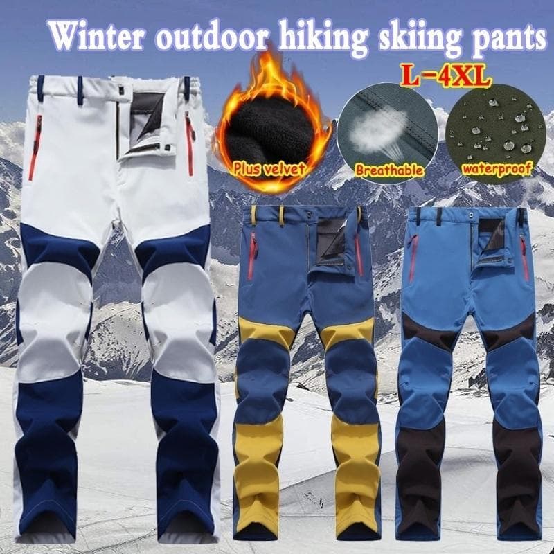 Pantaloni lunghi da arrampicata in pile invernale da trekking autunno/inverno da uomo Pantaloni da trekking da pesca Pantaloni caldi cm giallo