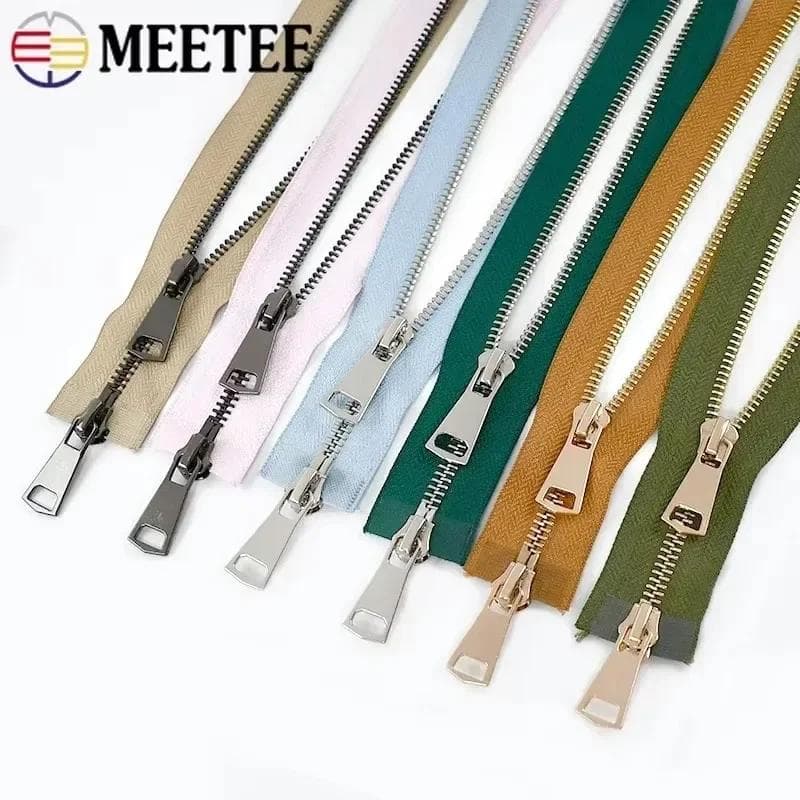 1-5 Pezzi Cerniere Metalliche #5 70/90/120cm Cerniera a Doppia Cursore a Estremità Aperta per Giacca in Piuma Chiusura Lampo Auto-Bloccante