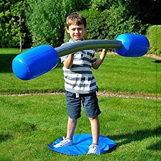Set Gonfiabile Gioco Gladiatori Battaglia Gonfiabile 2 Bastoni & 2 Tappetini Kit Gioco Duello Interattivo Divertente all'Aperto per Bambini Adulti cm