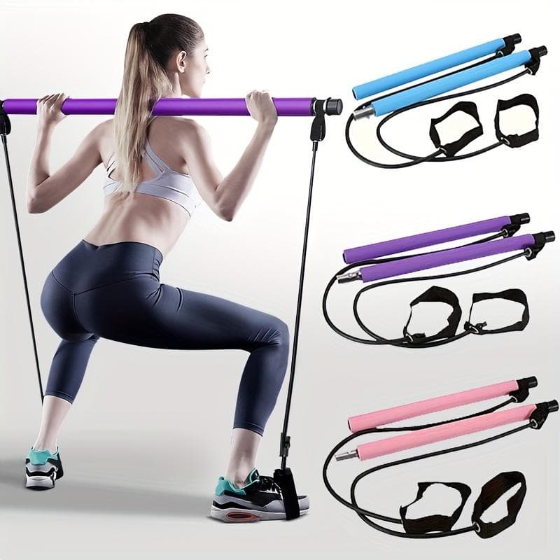 1 pz Kit barra Pilates con fasce di resistenza, bastone per esercizi in acciaio inossidabile, per donne e uomini, allenamenti in palestra a casa, squa
