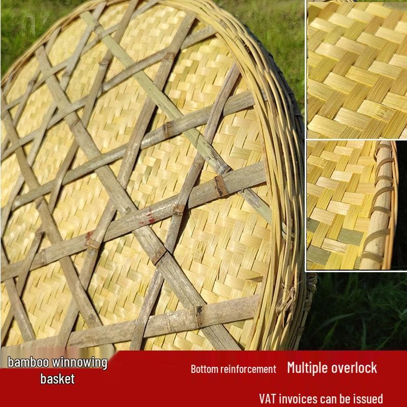 Cesto tondo in bambù intrecciato per setacciare e asciugare tè, verdura e merci - Setaccio rinforzato con fori