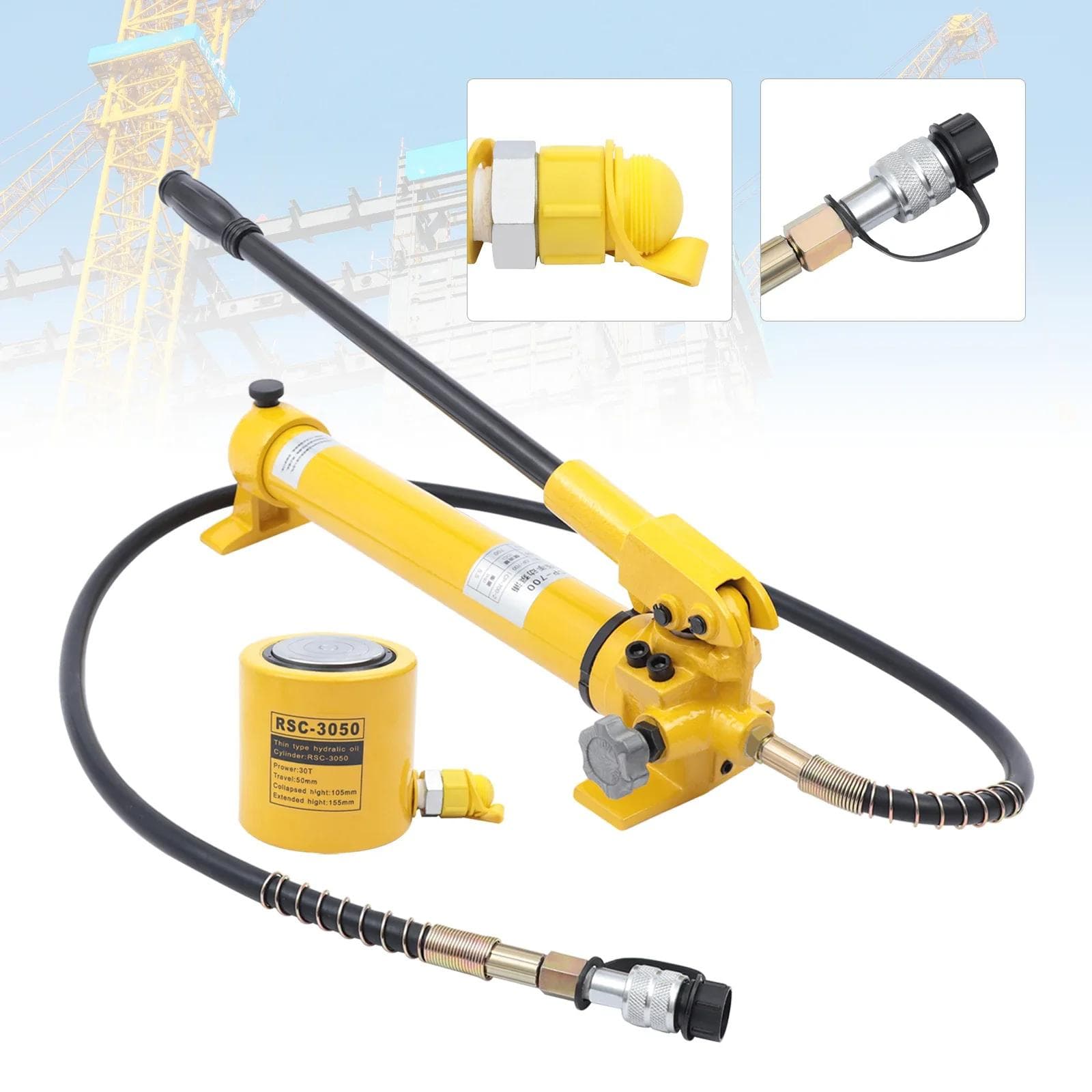 Kit Cilindro Idraulico Potente da 30 Ton e Kit Cilindro Idraulico Potente a Pompa Manuale CP-700