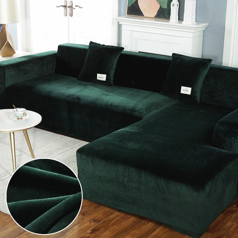 Copridivano elasticizzato Chaise Longue per soggiorno Poltrona ad angolo in velluto Cuscino elastico Divano Fodera per mobili a 3 posti colore azzurro