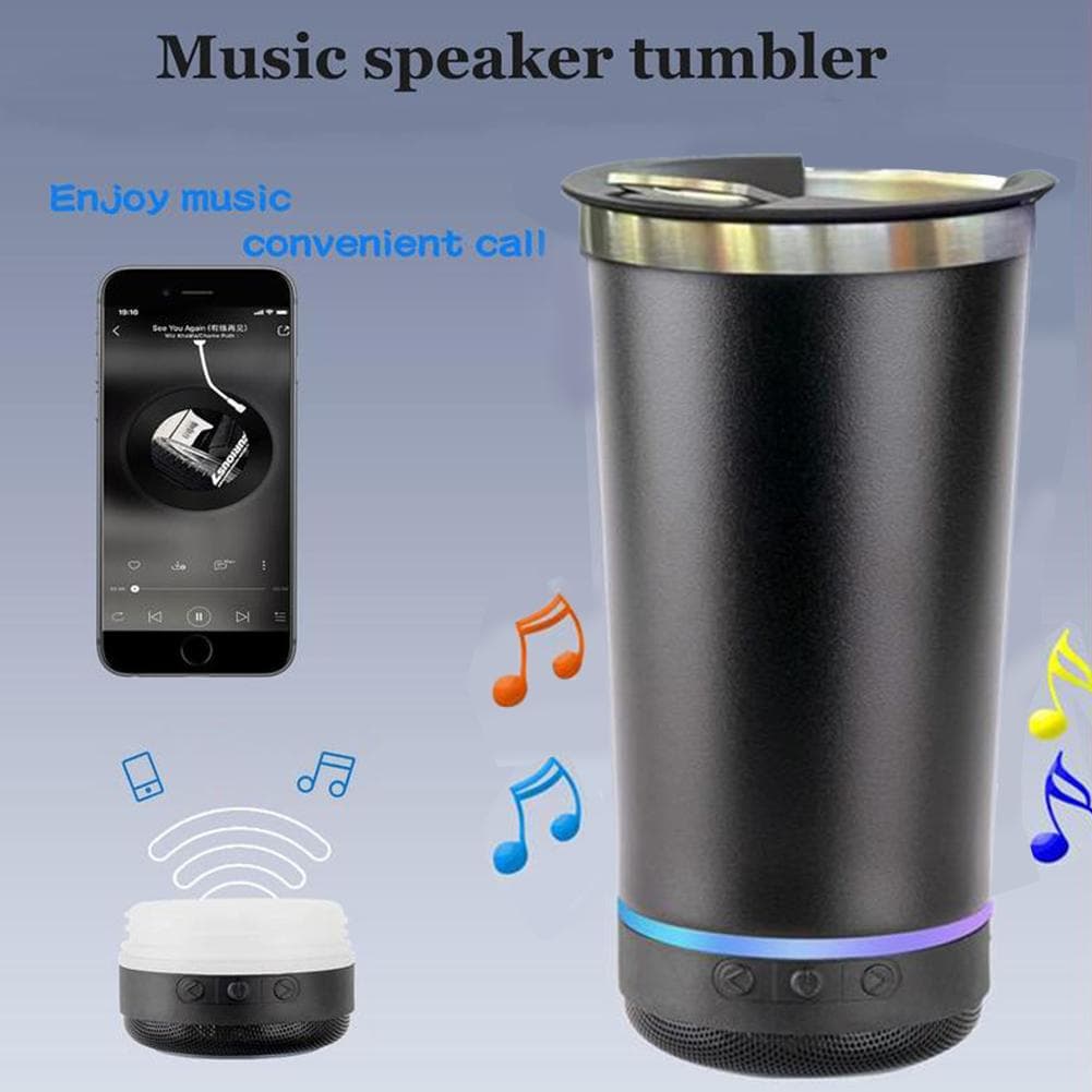 Tazza Isolata da 16oz con Altoparlante Bluetooth, Tazze da Caffè, Boccale da Birra in Acciaio Inossidabile, Tazza Portatile da Esterno per Auto,