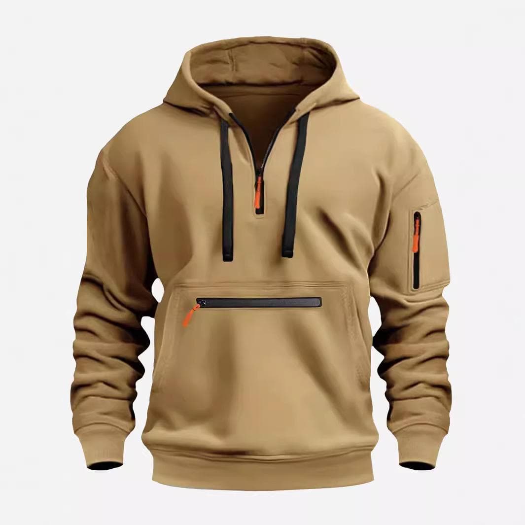 Felpa con cappuccio impermeabile con cerniera da uomo - Abbigliamento sportivo casual autunno/inverno cm blu scuro