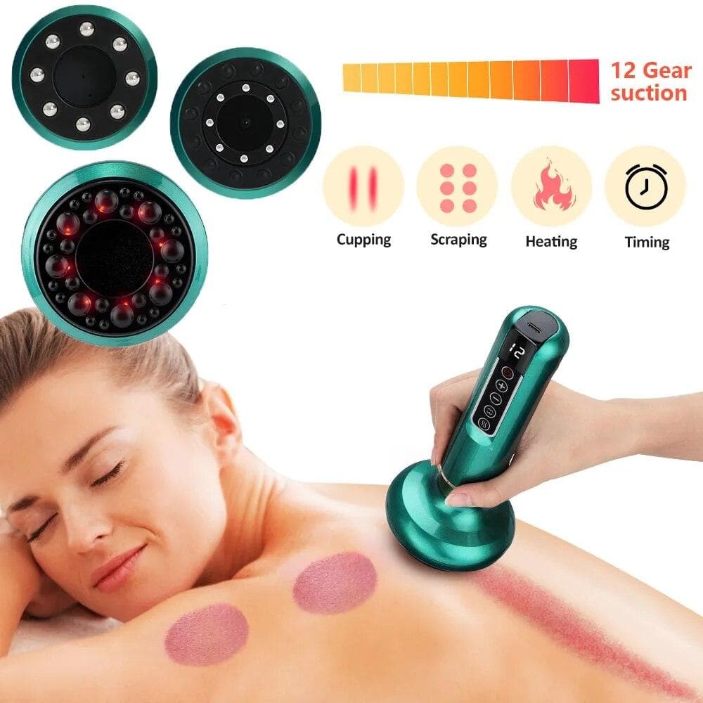 12 Gear Elettrico Coppettazione A Vuoto Massaggiatore Corpo Profissional Coppettazione Terapia Set di Massaggio Ventosa Terapia Riscaldamento Strument