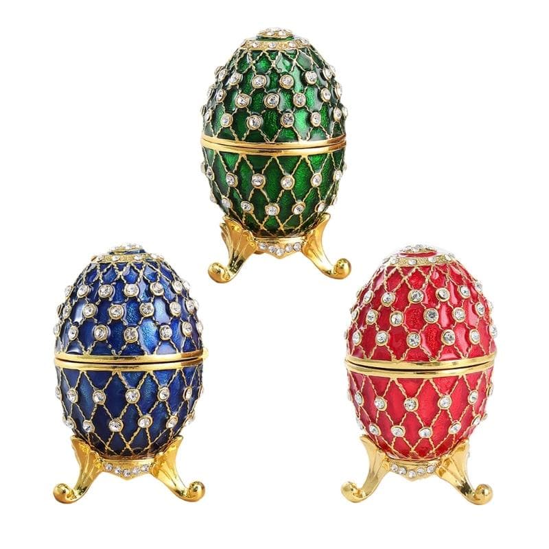 Uova di Pasqua Incrostate di Cristalli Scatola Smaltata Fatta a Mano per Conservare Gioielli e Decorazione per la Casa Ornamento da Scrivania Dipinto