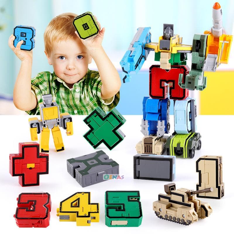GUDI Assembla Robot Trasformazione Action Figure Modello Auto Deformazione Numeri Lettere Alfabeto Matematica Educativo Giocattoli per Bambini
