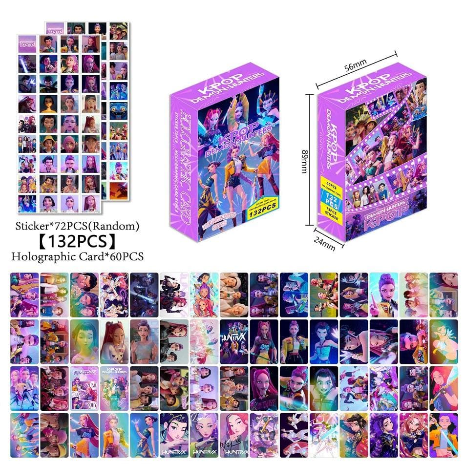 96/132 pezzi Kpop Demon Hunters Serie di Periferiche Anime Carta Olografica Lase Mini Carta LOMO Fronte-Retro Regali di Natale