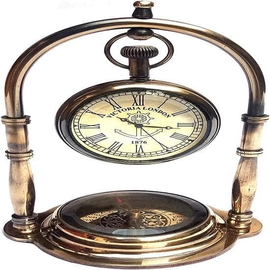 Royal Handicraft Nautical Ship Orologio da tavolo Orologio da scrivania Bussola marittima con antico orologio da appendere