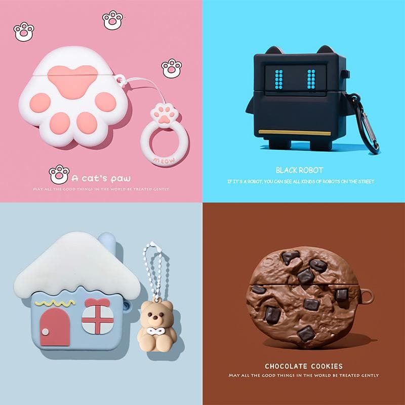 Cover 3D Biscotti al Cioccolato per AirPods 4 Cartone Animato Carino Custodia per Auricolari Wireless per AirPods Pro 2 Custodia di Ricarica per AirPo