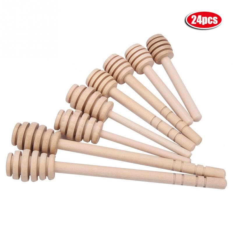 24 pz Bastoncino di Miele in Legno Miele Cucchiaio per Miele Fornitura per Feste Legno Bastoncino Cucchiaio Miele Per Vaso di Miele Manico Lungo Basto