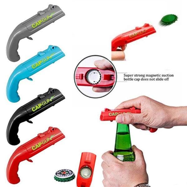 Cap Gun Apribottiglie per birra Bevanda portatile Bere Apertura Pistola Tappo Launcher Cucina Rifornimento per feste Attrezzo da bar Accessori da cuci