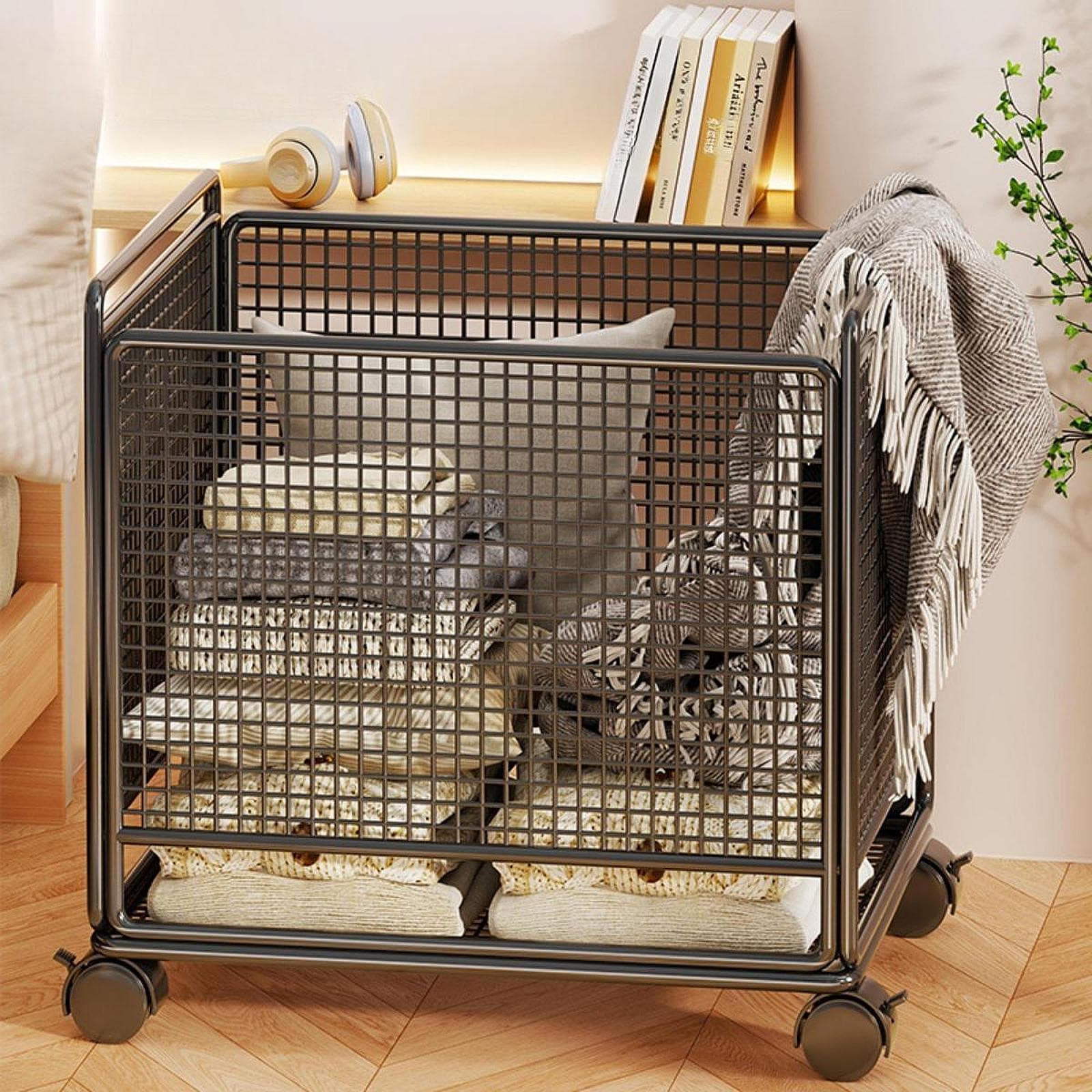 Carrello Portabiancheria Vestiti Sporchi Organizzatore Multifunzione Conveniente Cesto Rotolante bianco