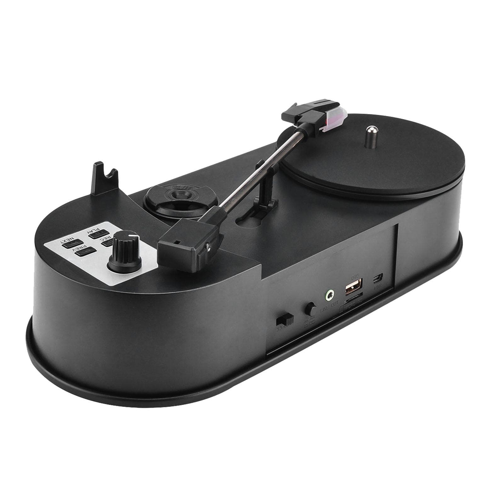 3345 PRM Convertitore da giradischi LP a MP3 Convertitore da vinile a MP3 Giradischi con adattatore 5 V CC con nero