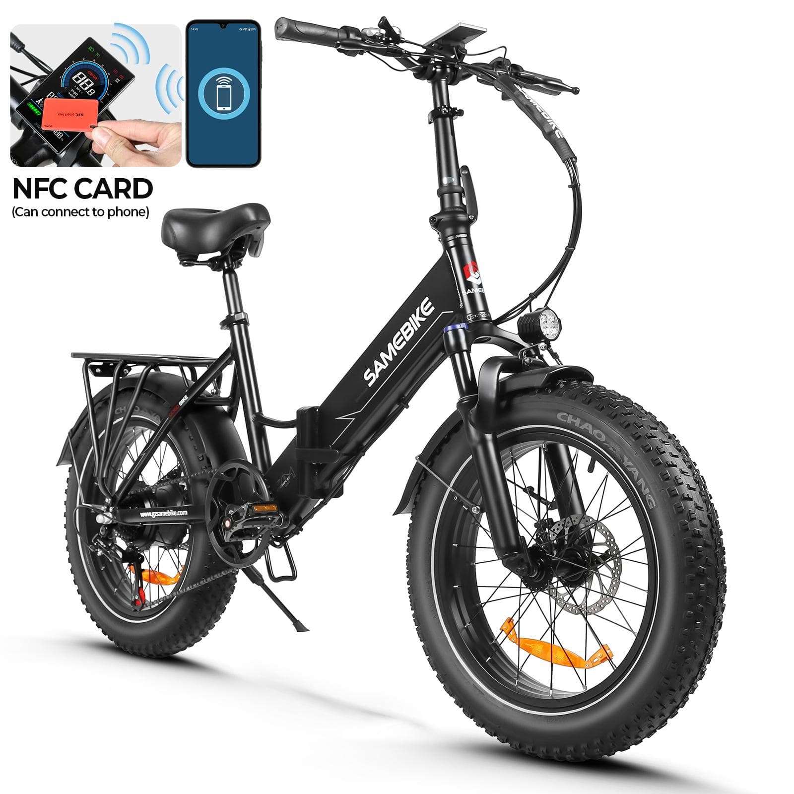 SAMEBIKE LOTDM200-II Bicicletta Elettrica Pieghevole, Bicicletta Elettrica da Pendolare 20  per Adulti Motore 750W, Batteria 48V 13Ah nero