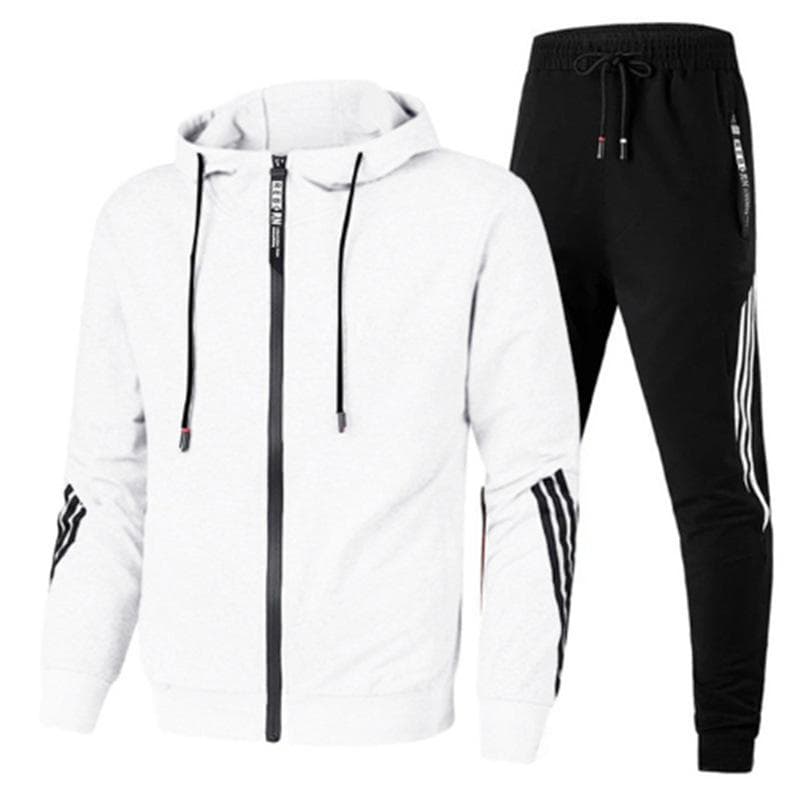 Tuta sportiva casual da uomo Tuta sportiva con pantaloni lunghi con cerniera e cappuccio a tre barre cm giallo
