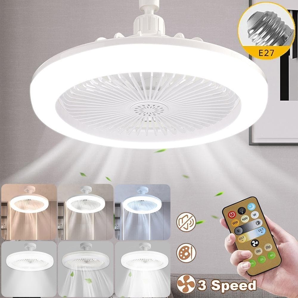 1 pz telecomando intelligente LED ventilatore luce E27 vite dimmerabile camera da letto aromaterapia plastica piccolo ventilatore UFO luce bianco