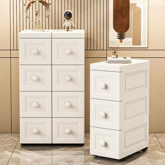 Mobiletto Salvaspazio Multilivello Alto Stretto con Ruote Cassetti Organizzatore Mobile Multicassetto per Spazi Piccoli Bagno Camera da Letto