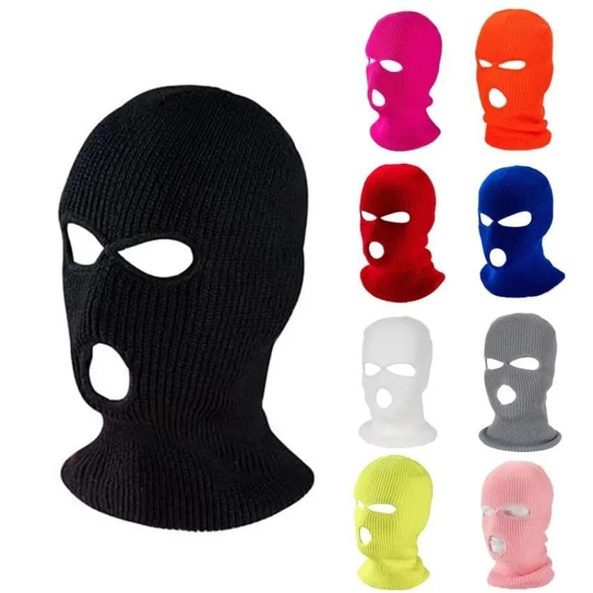 1 Pz Berretto Traspirante Unisex per Moto Ciclismo Sci Balaclava a 3 Fori Maschera Integrale Invernale Antivento Cappello Caldo da Sci bianco
