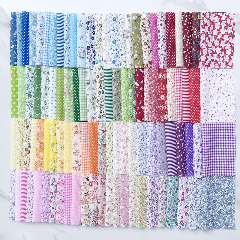 Set di tessuti patchwork in puro cotone - Design floreale e semplice per lavori fai da te
